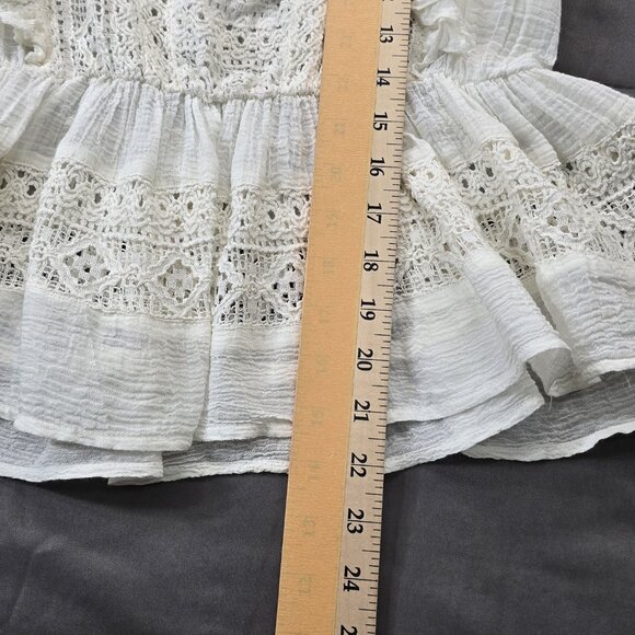 Treasure & Bond Shirt Womens Sz M Short Sleeve Peplum Top  White - Picture 7 of 13